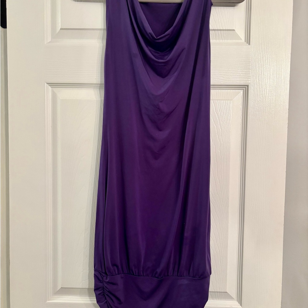Purple Draped Sleeveless Dress
